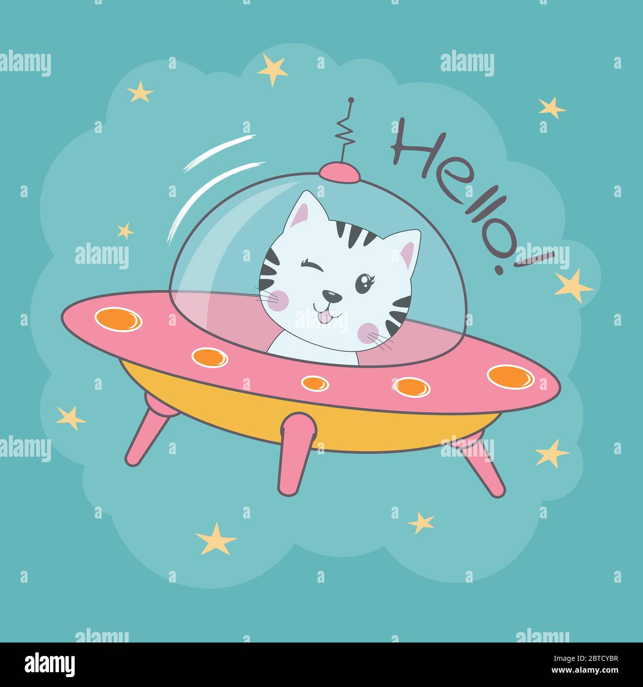 Lindo gato astronauta en un misterioso objeto ovni en el cielo noche Imagen  Vector de stock - Alamy