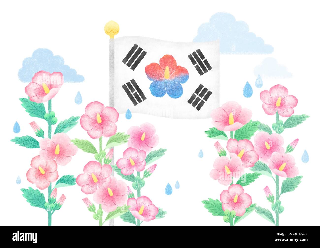La bandera nacional y la flor nacional de Corea del Sur ilustración  vectorial. 008 Imagen Vector de stock - Alamy