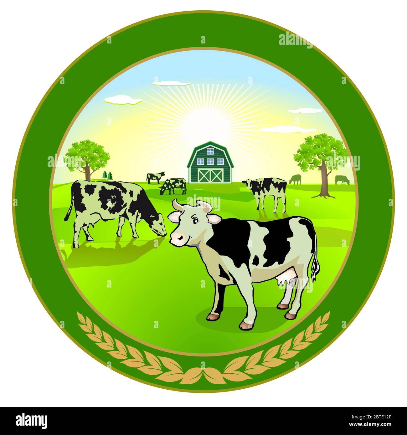 Subtropical Adaptar Velas Ilustración de productos lácteos orgánicos con vacas - ilustración  vectorial Imagen Vector de stock - Alamy