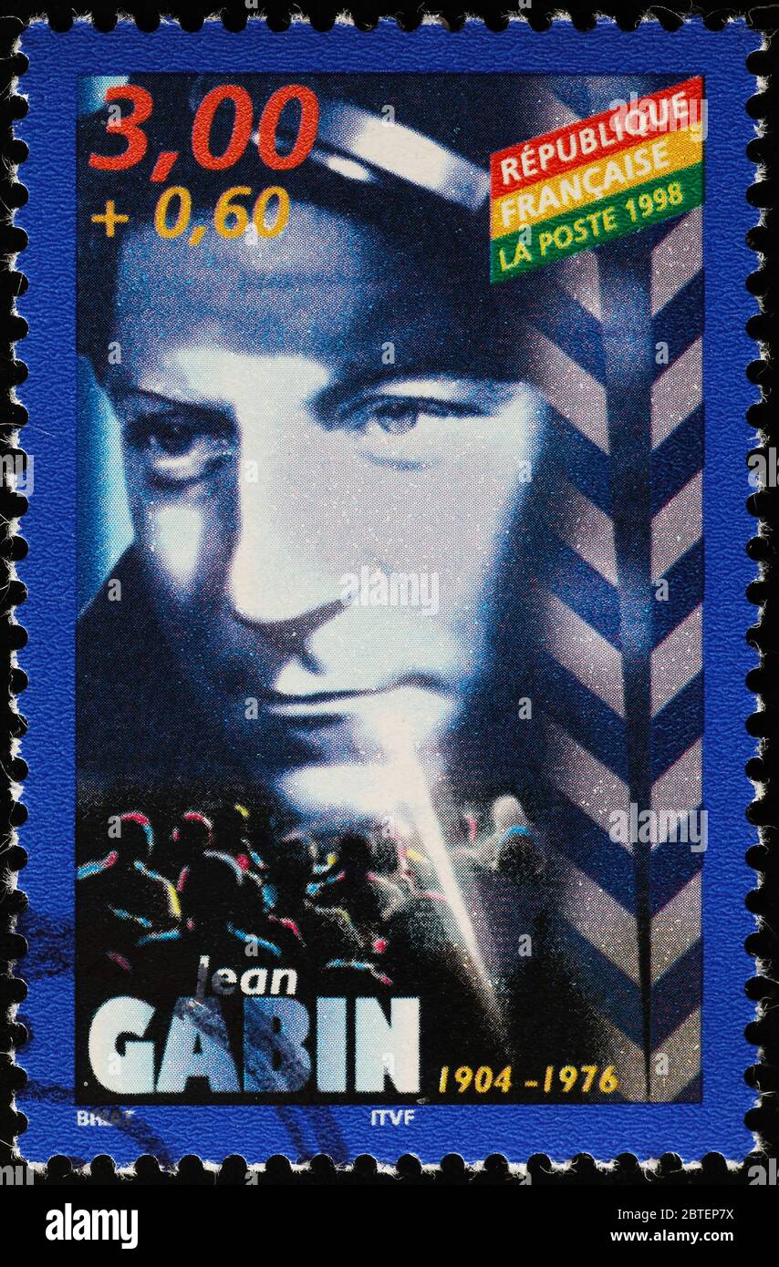 Jean Gabin en el sello de franqueo francés Foto de stock
