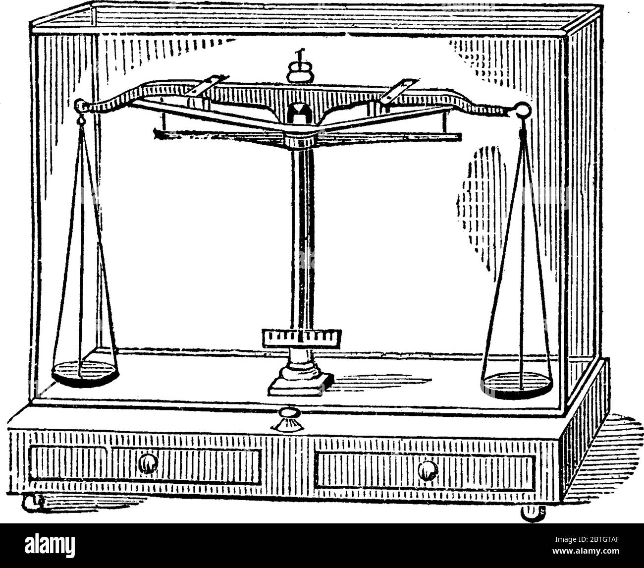 Representación típica de un balance químico, un instrumento de pesaje que ayuda a medir la masa