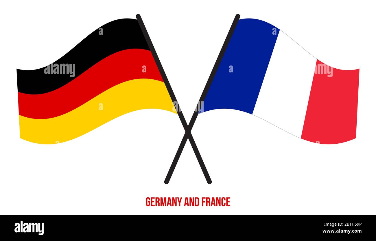 Alemania Y Francia Banderas Cruzaron Y Agitando Estilo Plano Proporcion Oficial Corregir Colores Fotografia De Stock Alamy