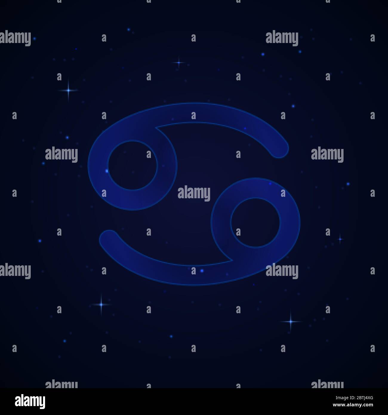 Cáncer, el signo zodiaco de cangrejo en el cielo estrellado de la noche. Ilustración del Vector