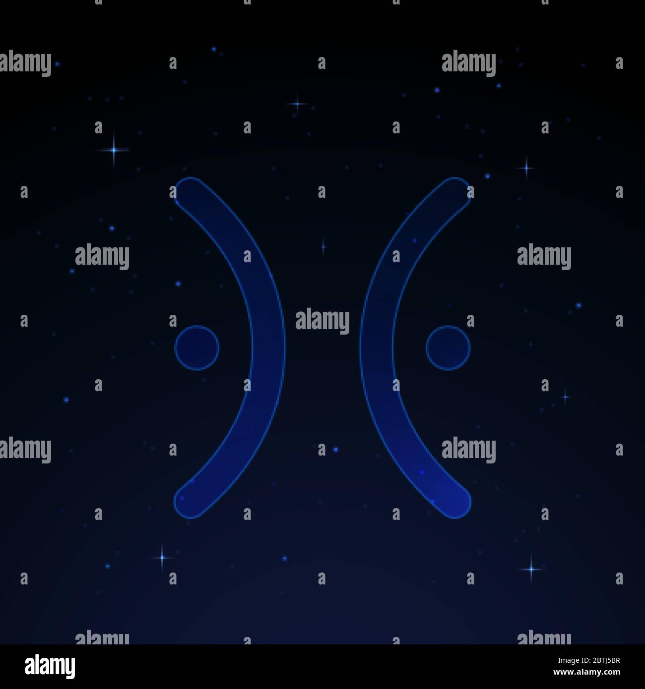 Piscis, el signo zodiaco de los peces en el cielo estrellado de la noche. Ilustración del Vector