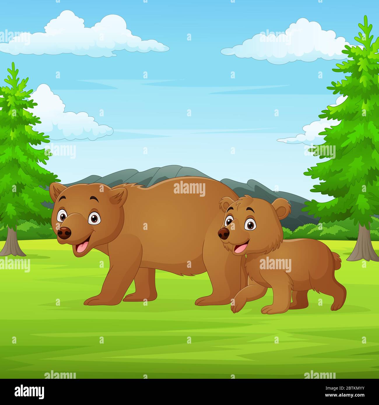 Dibujos animados Madre y bebé oso en la selva Imagen Vector de stock - Alamy Dibujos animados Madre y bebé oso en la selva Imagen Vector de stock - Alamy