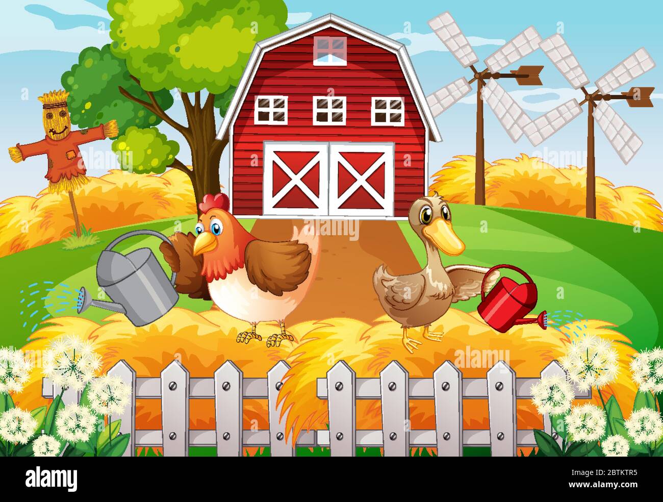 Fondo de la granja con ilustración de animales de granja Imagen Vector de  stock - Alamy