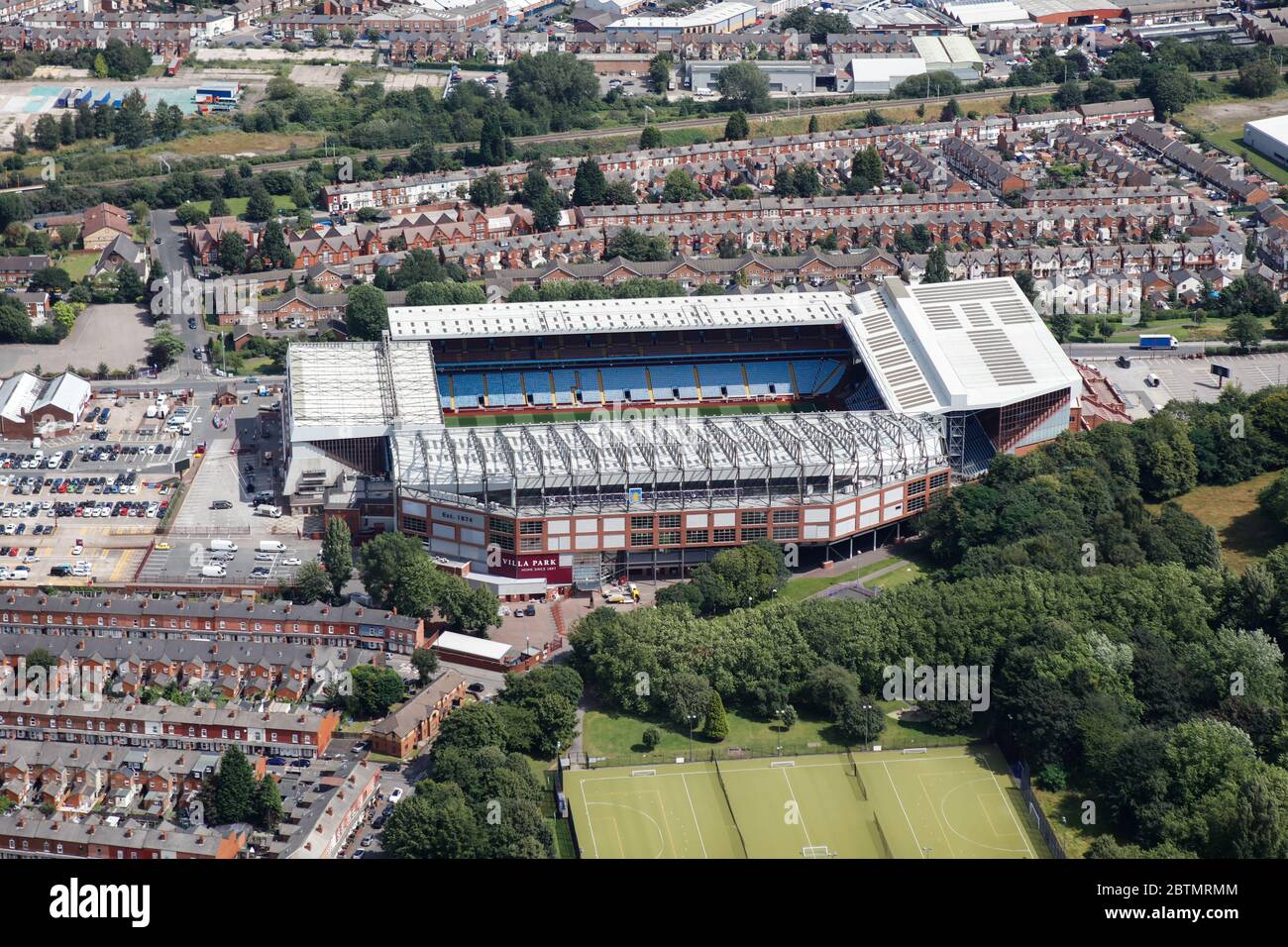 Vista aérea de Villa Park, Birmingham, Reino Unido Foto de stock