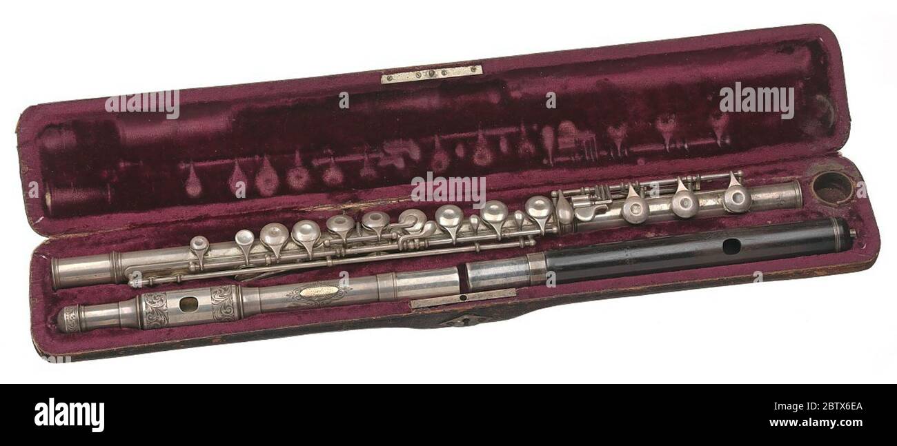 Flauta hecha para Tom ciego por William R Meinell con caja original para  instrumentos. Una flauta de plata con dos articulaciones de la cabeza, una  de plata y una de ébano, hecha