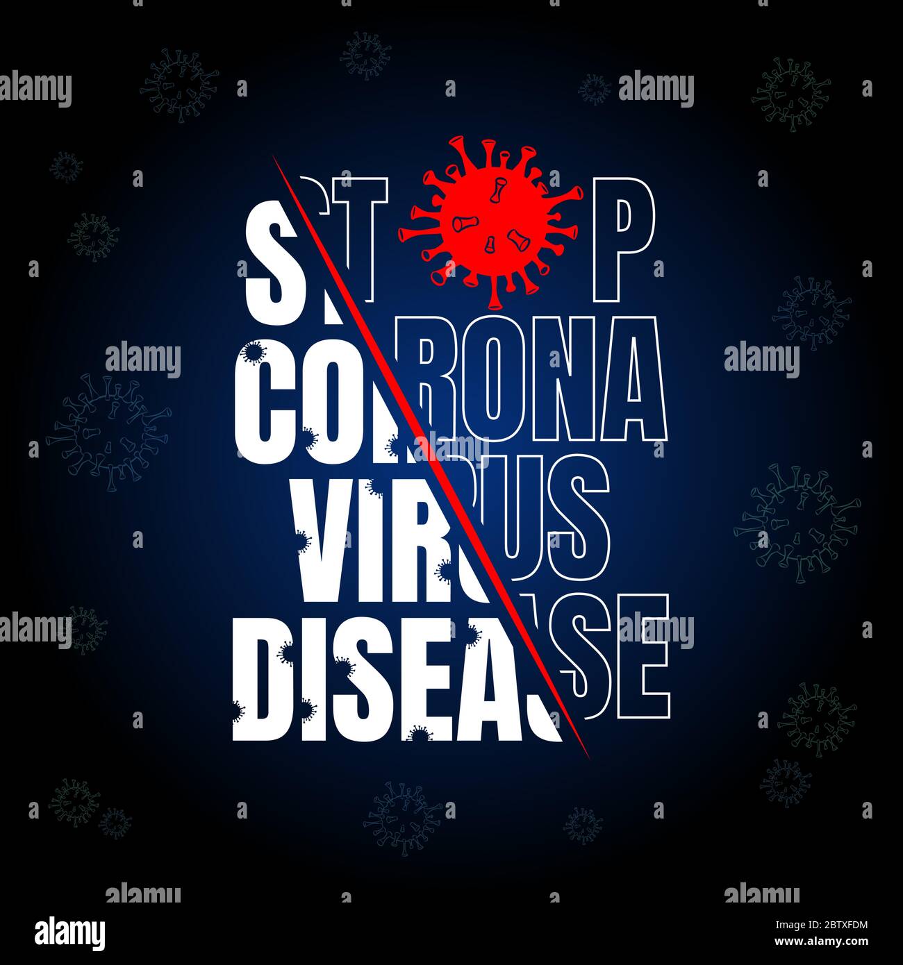 STOP Corona virus Disease COVID-19, propagación mundial peligroso coronavirus, alerta de riesgo pandémico stop signo ilustración. Ilustración del Vector