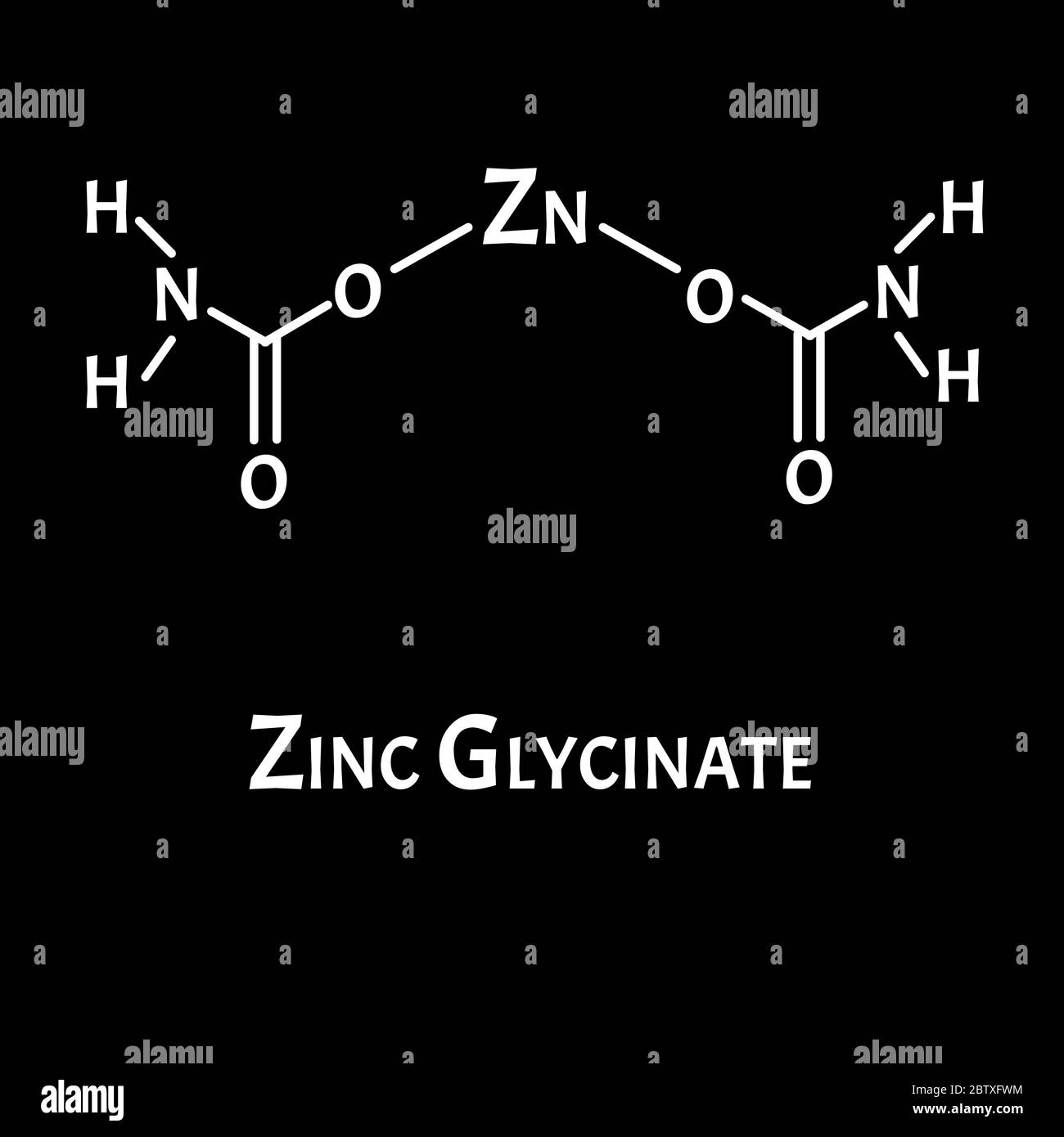 El glicinato de zinc es una fórmula química molecular. Infografías