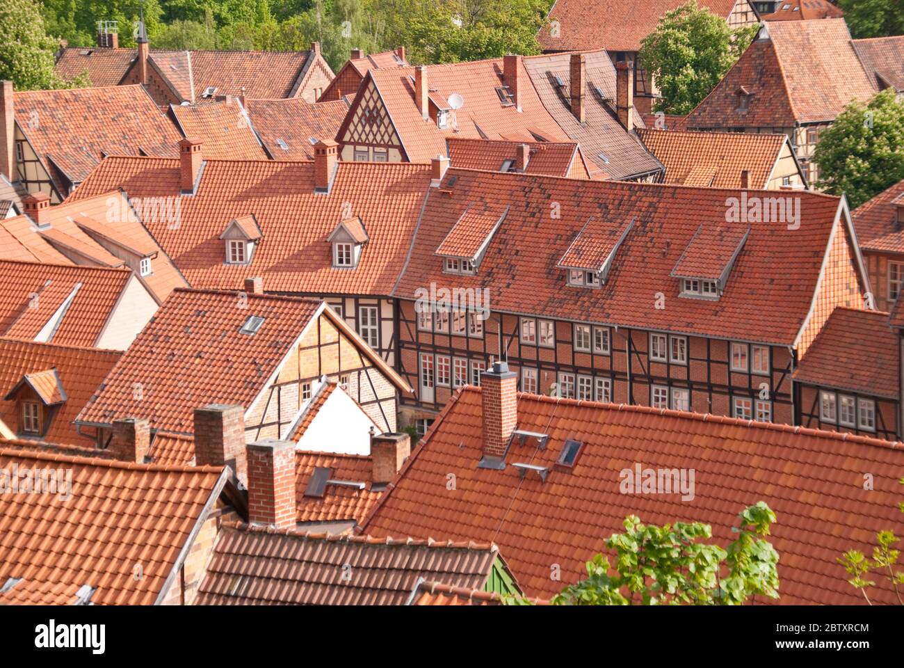 En el casco antiguo de Quedlinburg, Alemania Foto de stock