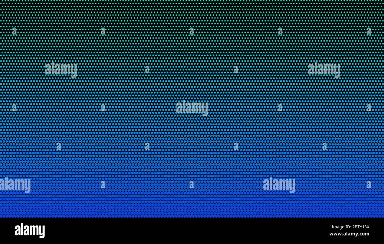 Fondo vectorial de gradiente azul de puntos de semitono. Pantalla digital pixelada Ilustración del Vector