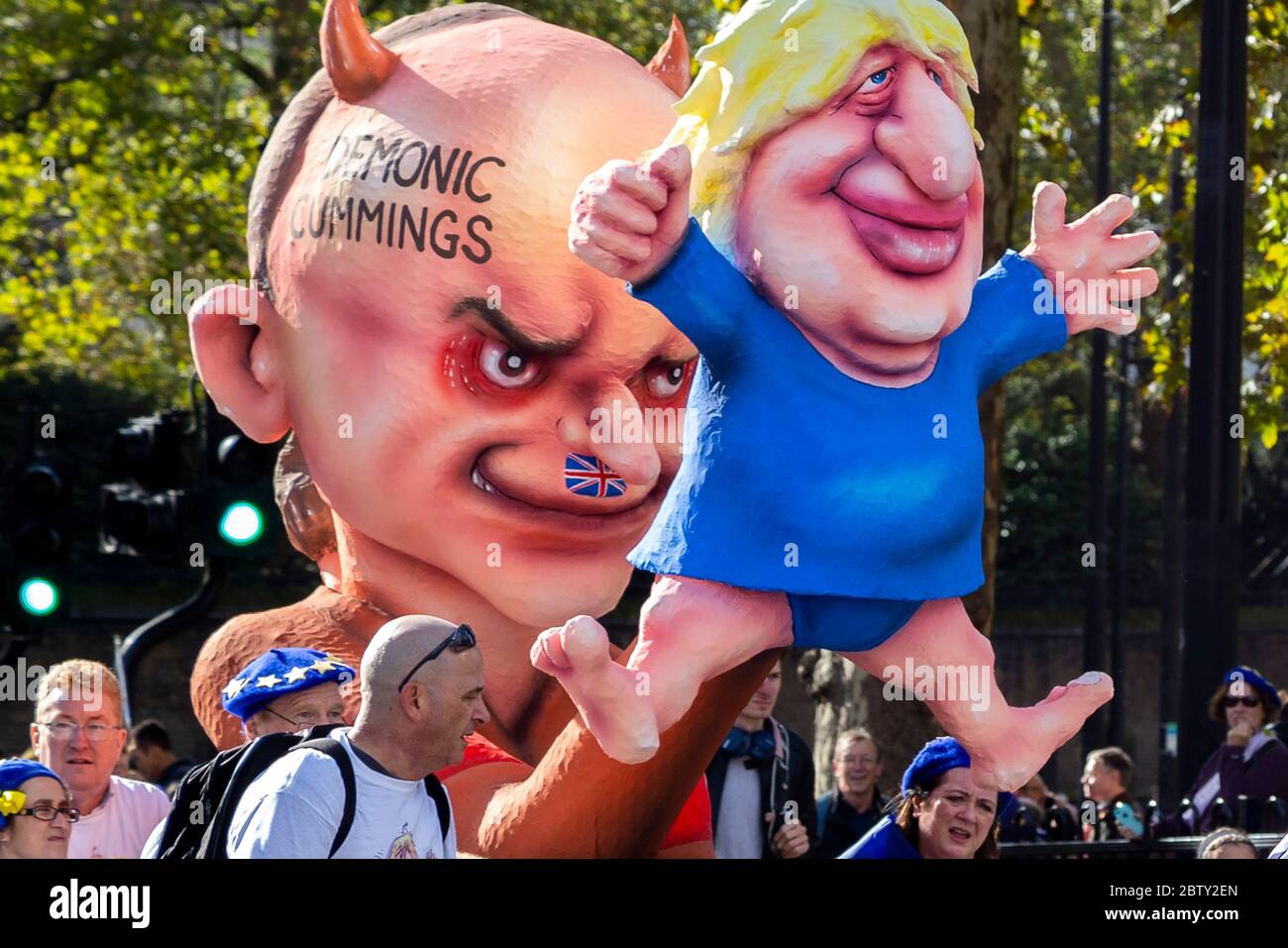 Dom Cummings títere de la marcha anti-Brexit Foto de stock