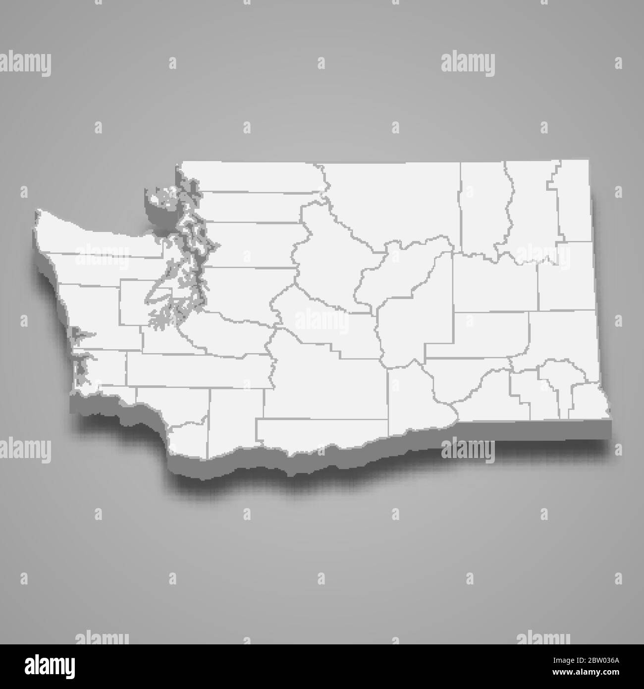 Mapa político de estados unidos Imágenes de stock en blanco y negro