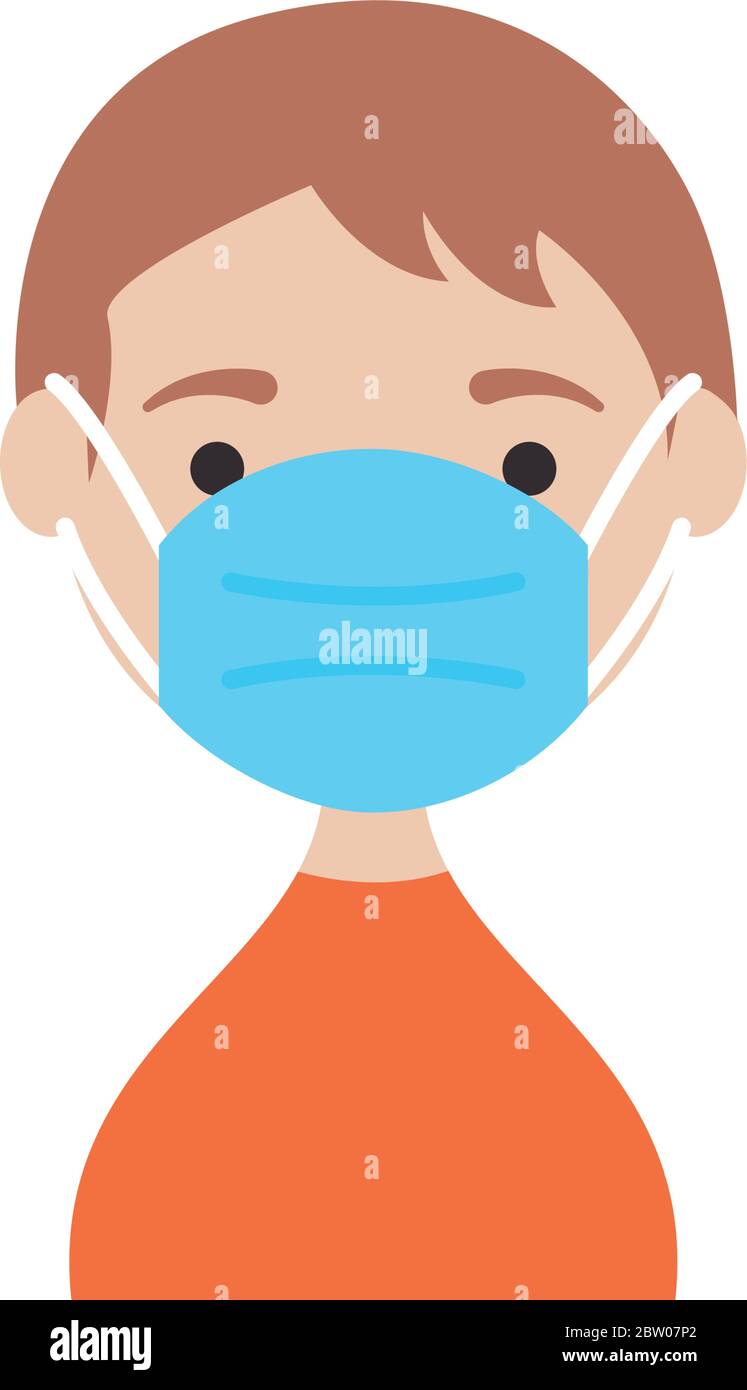 Nino De Dibujos Animados Con Mascara Icono Sobre Fondo Blanco Estilo Plano Ilustracion Vectorial Imagen Vector De Stock Alamy
