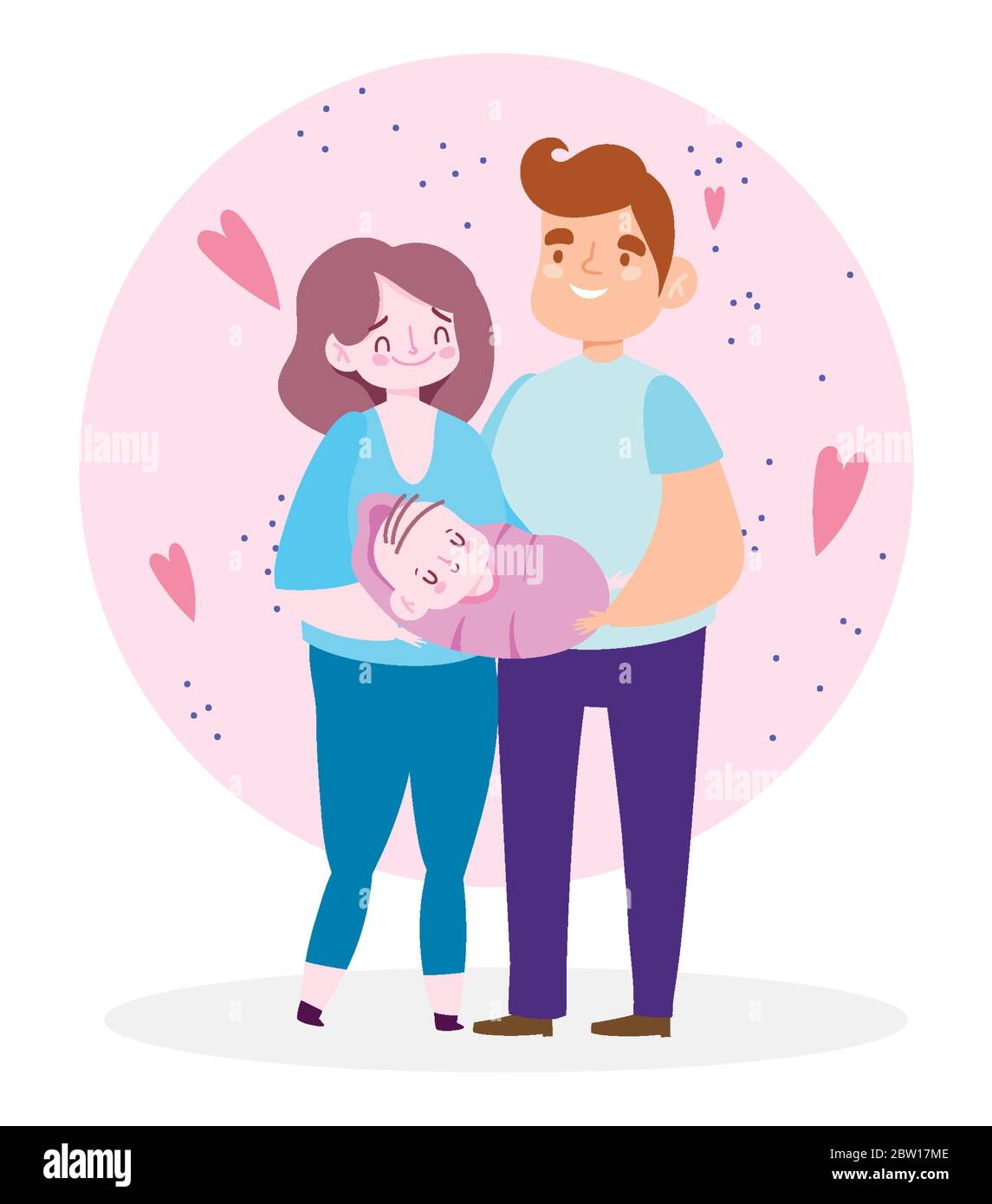 Papa Mama Llevar Bebe Dibujos Animados Personajes Dia De Familia Vector Ilustracion Imagen Vector De Stock Alamy