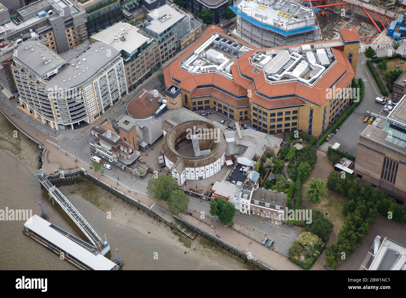 Vista aérea del teatro Shakepeare Globe, Londres, Reino Unido Foto de stock