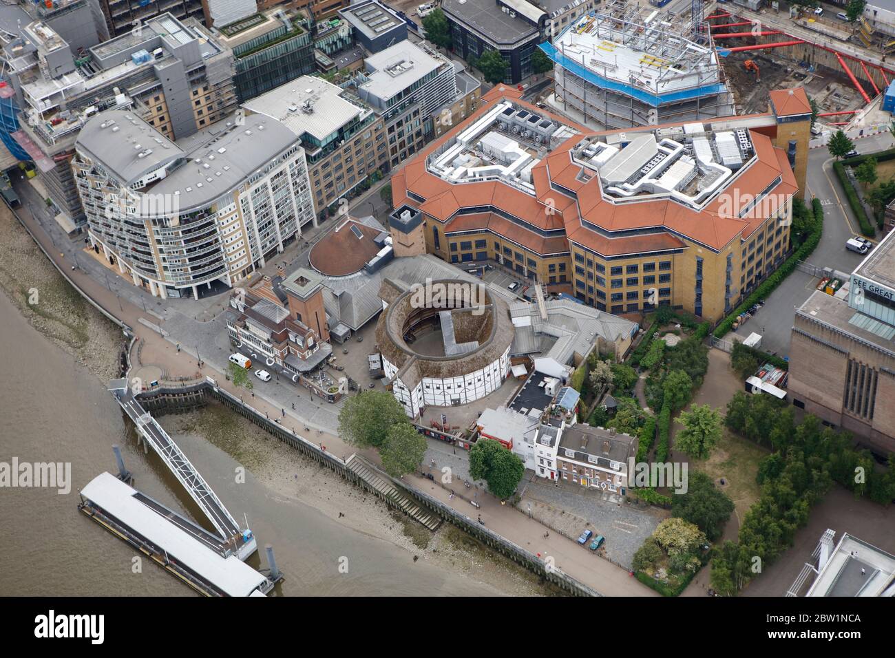 Vista aérea del teatro Shakepeare Globe, Londres, Reino Unido Foto de stock