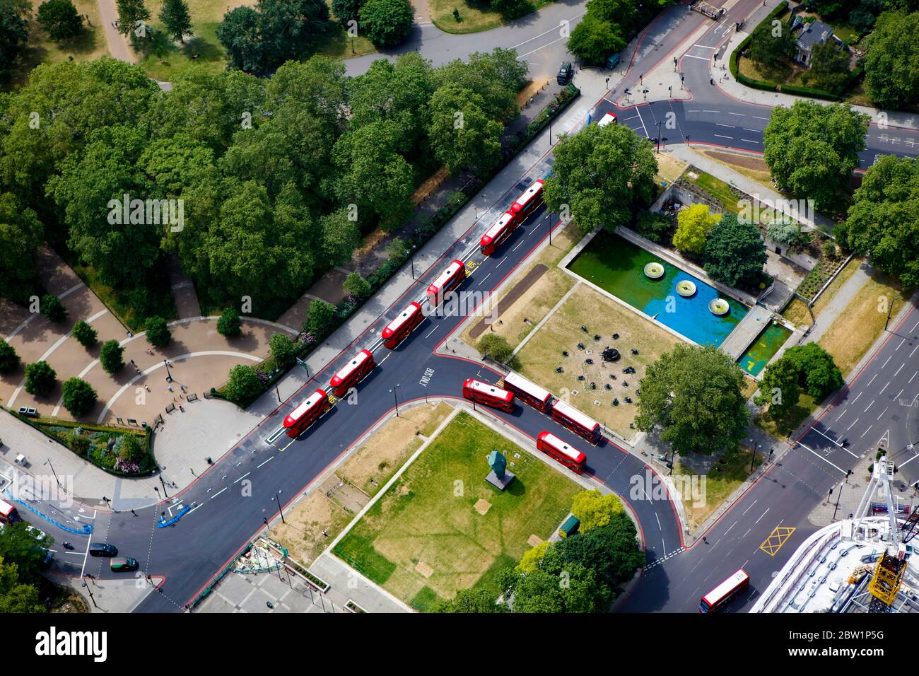 Vista aérea de Hyde Park Corner, Londres, Reino Unido Foto de stock