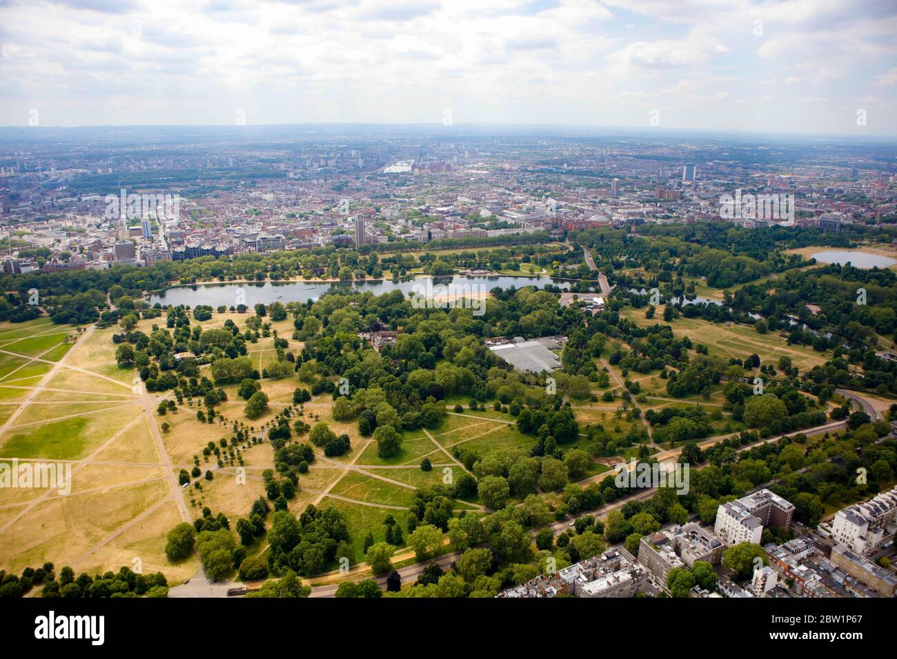 Vista aérea de Hyde Park en Londres, Reino Unido Foto de stock