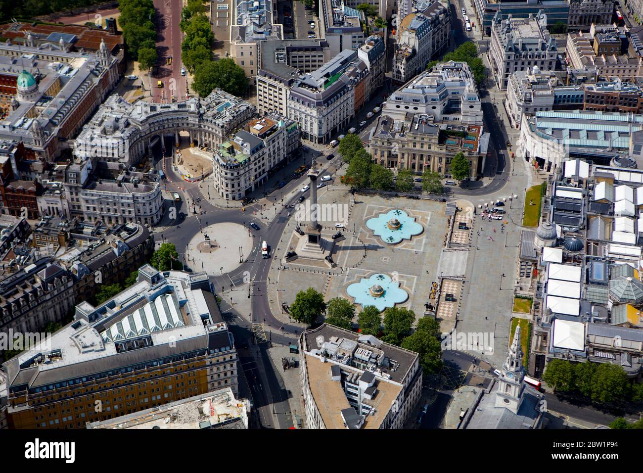 Vista aérea de Trafalgar Square, Londres, Reino Unido Foto de stock