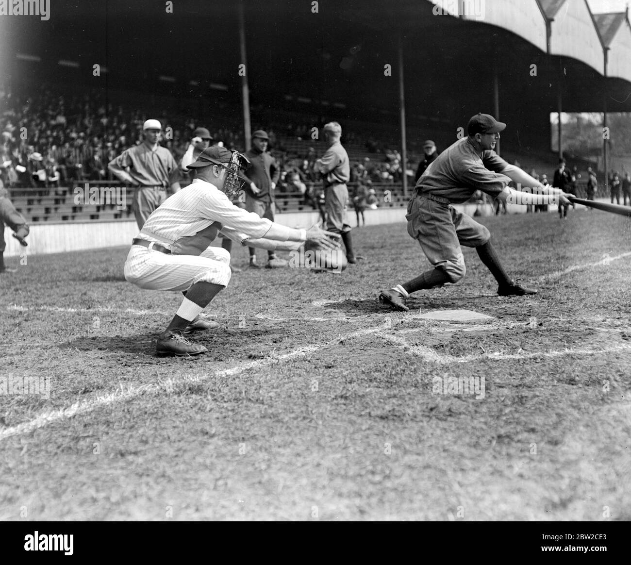 Partido de béisbol anglo-americano en el Arsenal Football Ground, Highbury. 18 de mayo de 1918 Foto de stock
