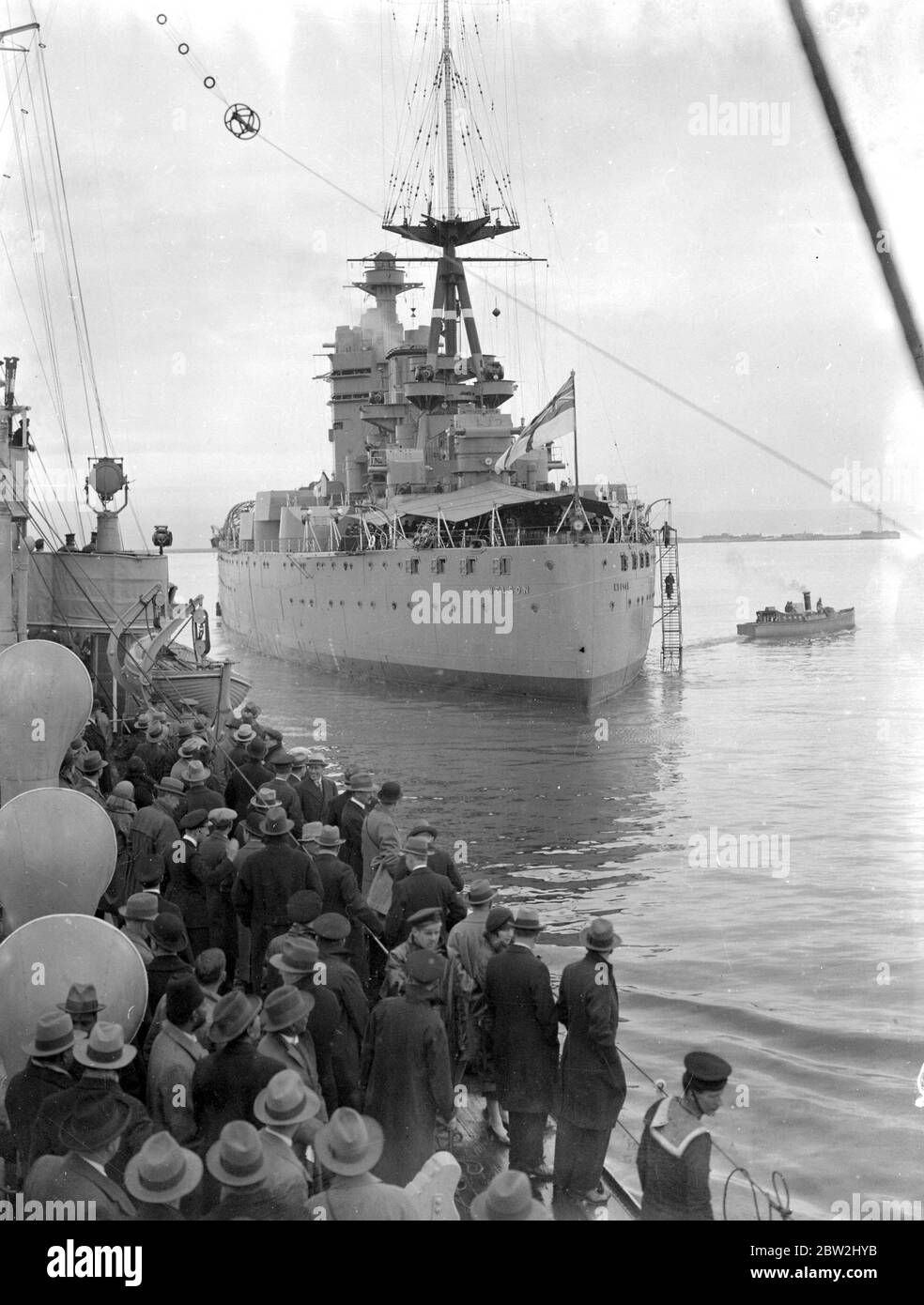 H.M.S Nelson, visita de los Premiers de dominio a la flota atlántica en Portland. 1930 Foto de stock