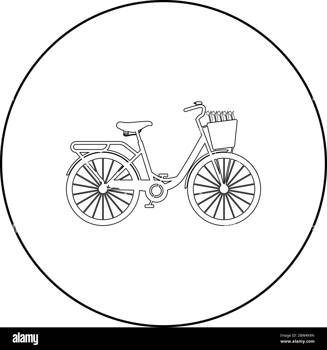 Niña En Bicicleta Con Cesta Llena De Flores Dibujo Ilustración Vectorial  Aislado. Ilustración del Vector - Ilustración de belleza, completo:  194448253