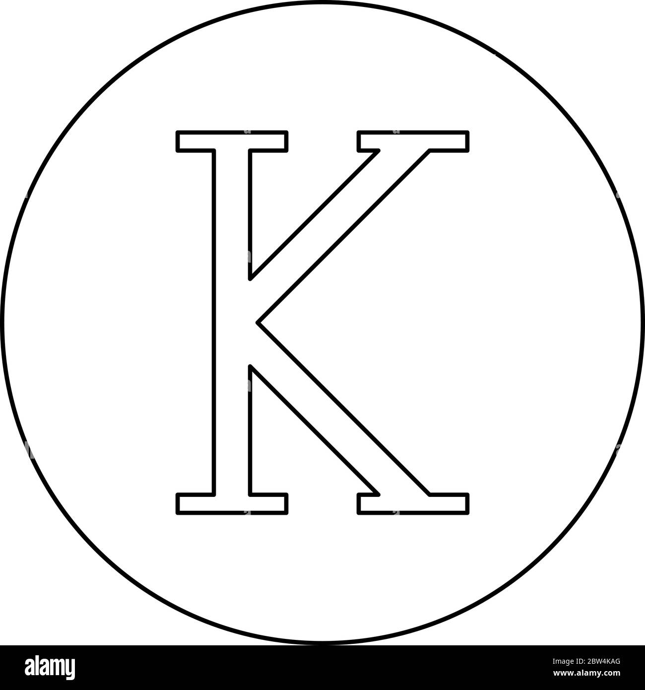 Kappa símbolo griego letra mayúscula letra mayúscula icono de fuente en  círculo contorno redondo color negro vector ilustración estilo plano imagen  simple Imagen Vector de stock - Alamy