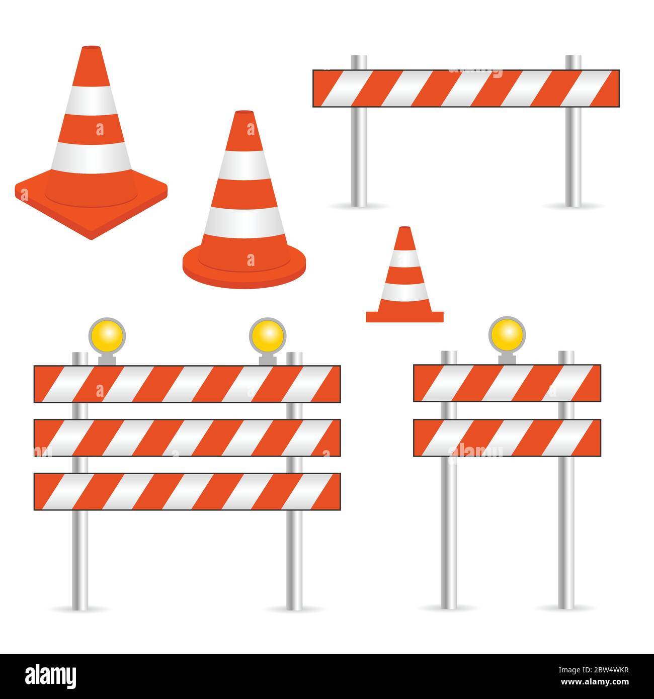 conos de tráfico con ilustración de conjunto de vectores de señales de  advertencia Imagen Vector de stock - Alamy