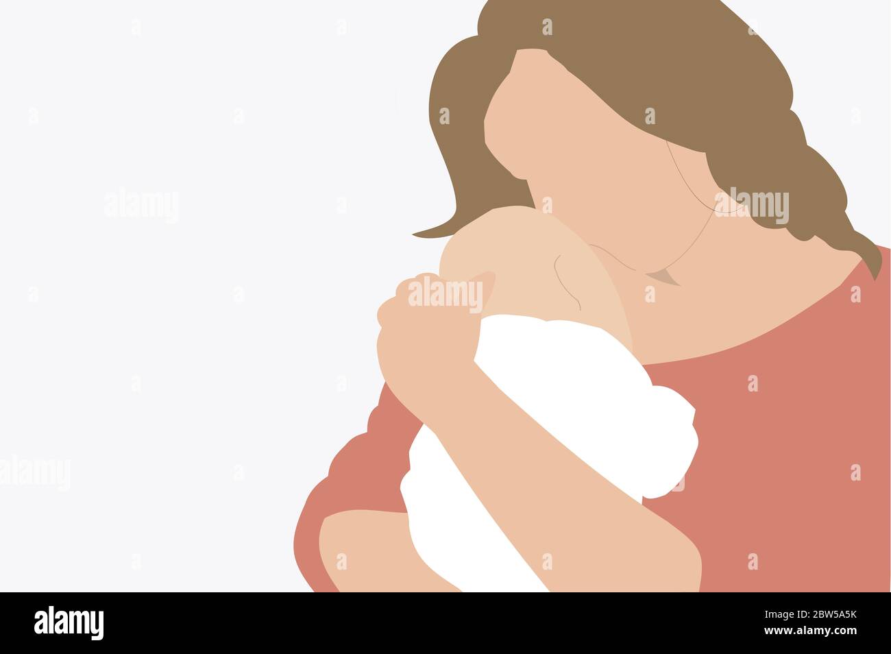Ilustración de una madre que sostiene a su bebé recién nacido en brazos - moderno y retrato mínimo Foto de stock
