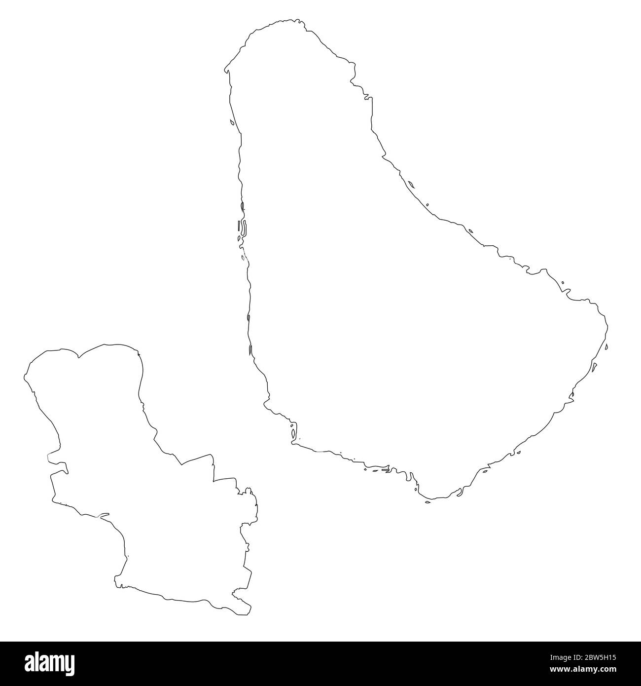 Mapa vectorial de Barbados y Bridgetown. País y capital. Ilustración vectorial aislada. Esquema. EPS 10 Ilustración. Ilustración del Vector