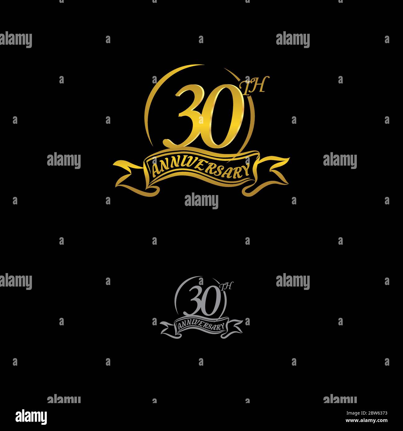 Diseño de celebración de aniversario de 30 años. Logotipo del 30  aniversario con marco dorado aislado