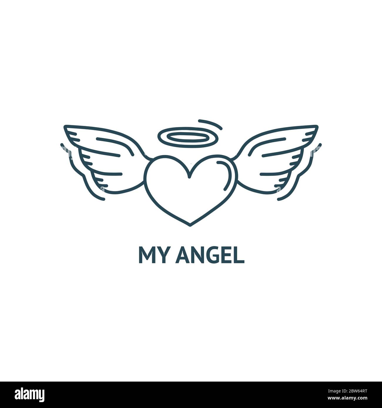 Estampado de corazón con alas de ángel y halo. Imprimir para el día de San  Valentín y aquellos que están enamorados. Ilustración vectorial Imagen  Vector de stock - Alamy