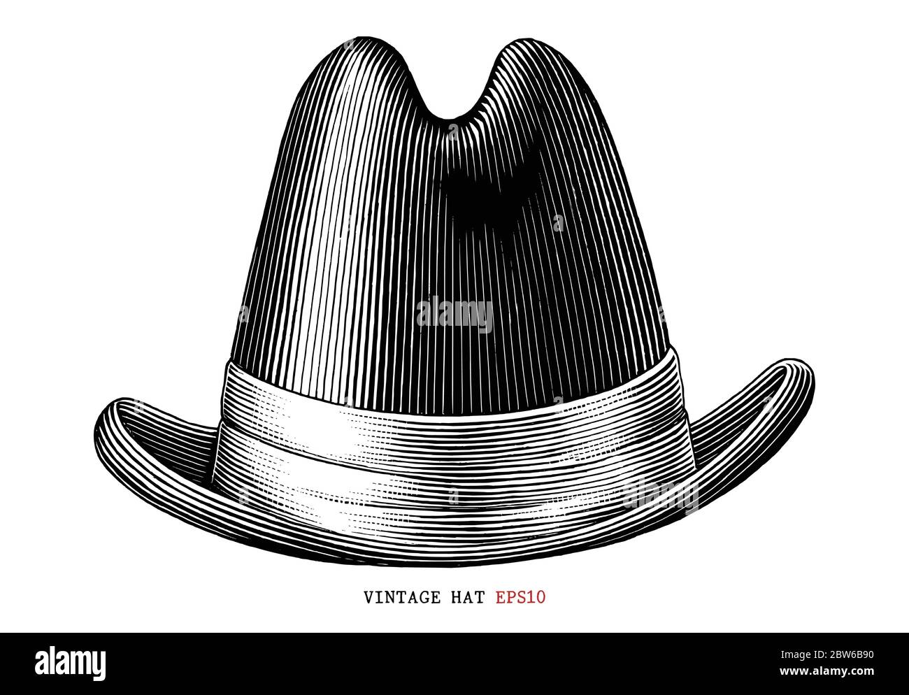 Sombrero vintage dibujo a mano grabado estilo clipart blanco y negro  aislado sobre fondo blanco Imagen Vector de stock - Alamy
