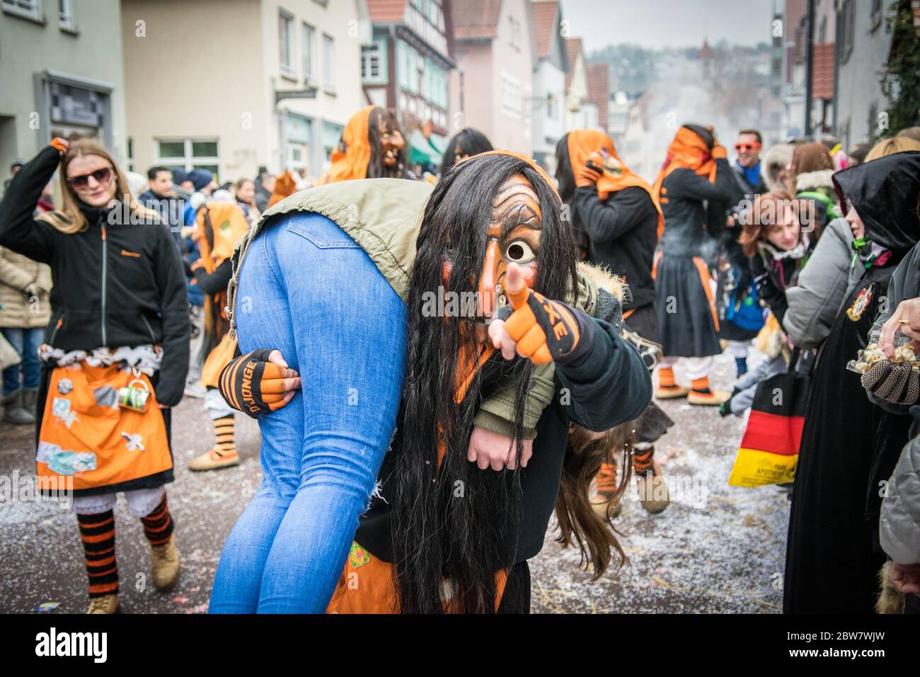 Faschingsumzug 2019 en Gerlingen / Landesnarrentreffen Foto de stock