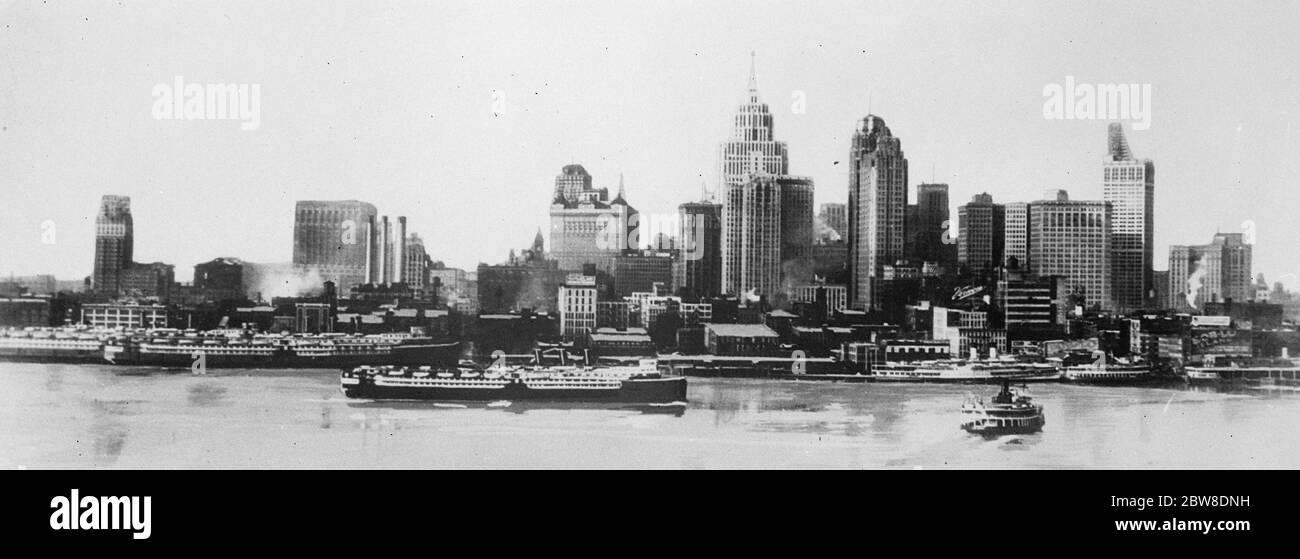 Rascacielos recientemente construidos en Detroit, Estados Unidos. Marzo 1929 Foto de stock