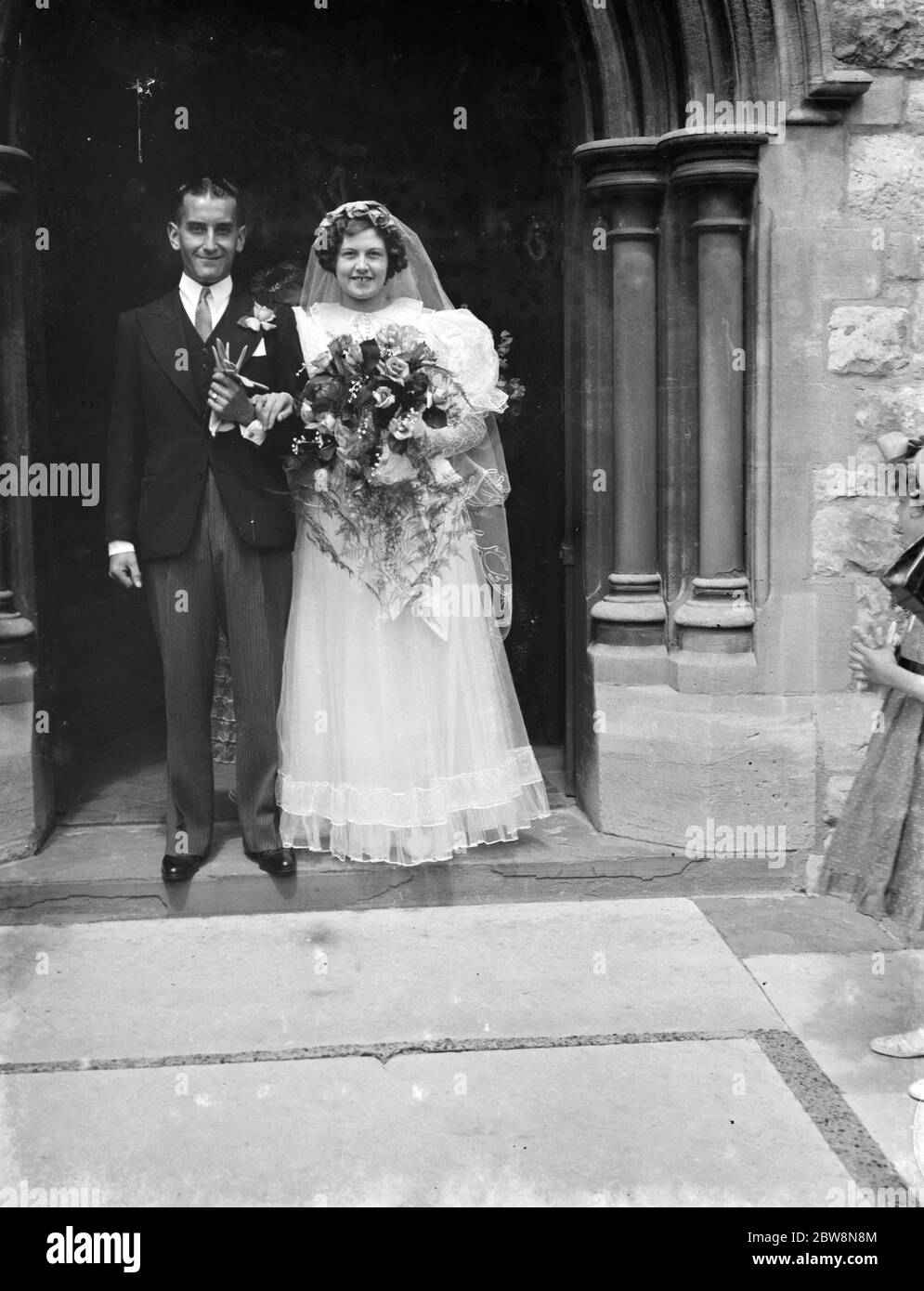 La boda del Sr. A W Gross y la Srta. D Smith. 1938 Foto de stock