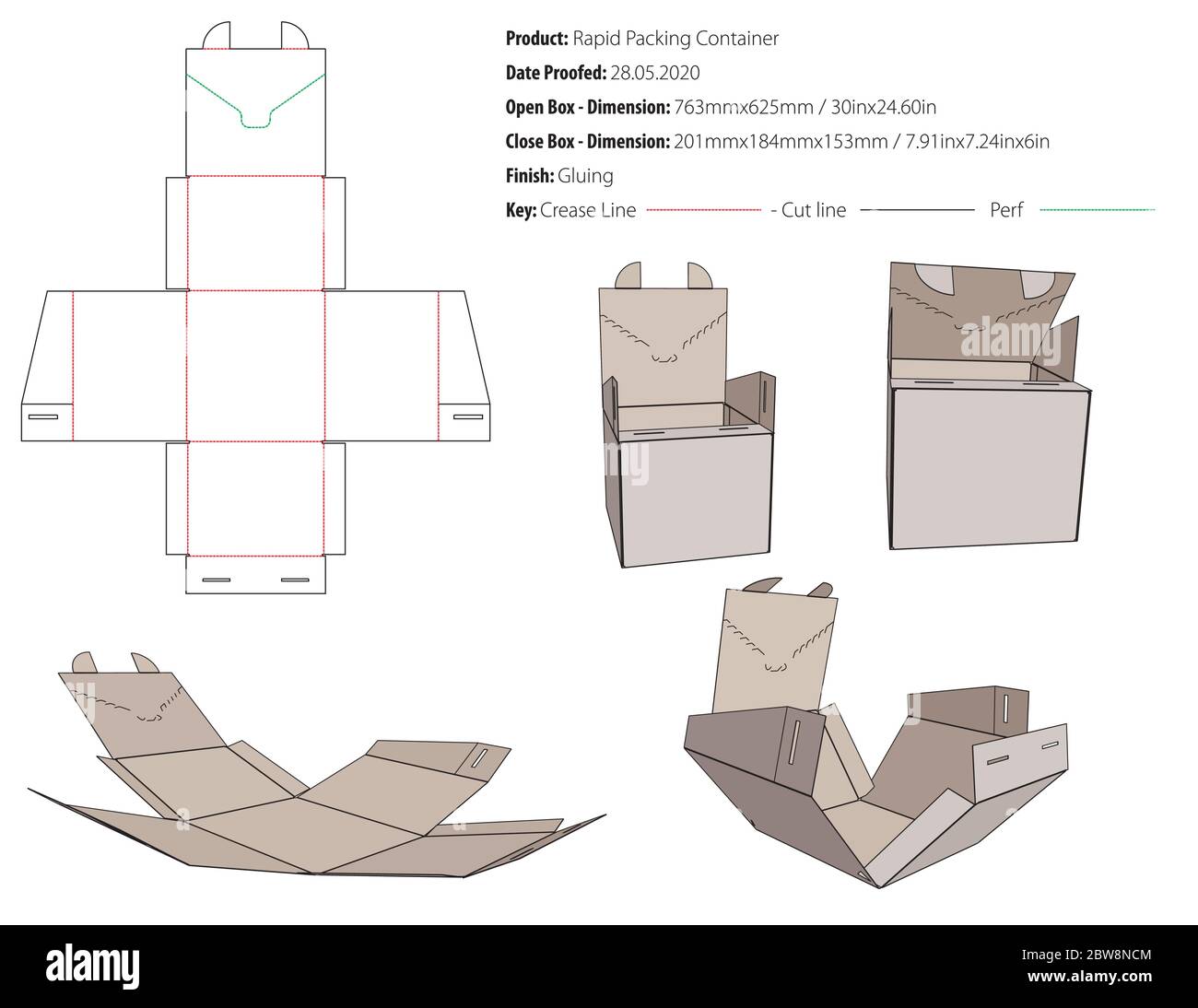 Envase de embalaje rápido plantilla de diseño de embalaje encolado  troquelado - vector Imagen Vector de stock - Alamy