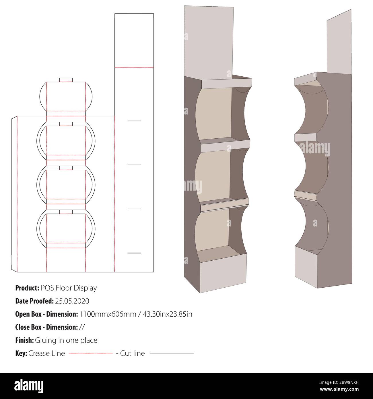 Pos Display plantilla de diseño de embalaje selflock - encolado -  troquelado - vector Imagen Vector de stock - Alamy