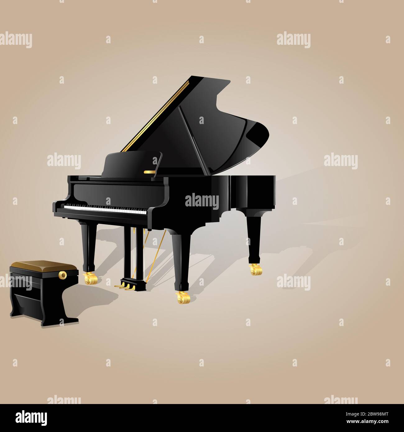 Ilustración de piano de cola, con un bonito vector de fondo Imagen Vector  de stock - Alamy