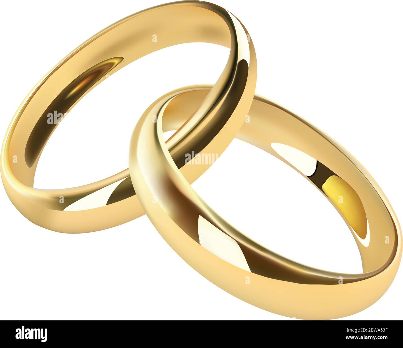 Vector realista entrelazados anillos de oro. Aislado sobre fondo blanco  Imagen Vector de stock - Alamy