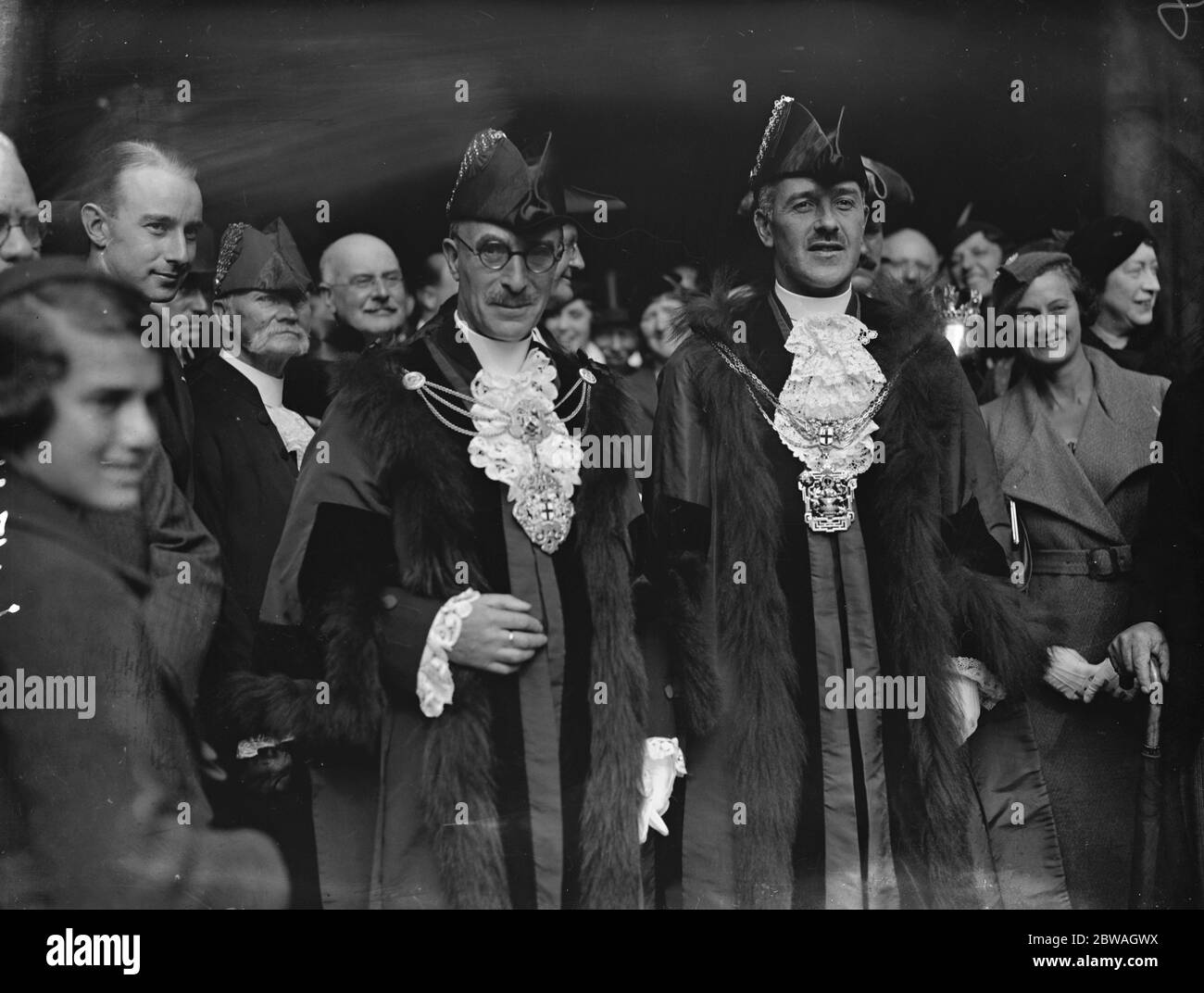 Elección de Sheriffs en el Guildhall Alderman J N Jacobs ( izquierda ) y el Sr. S J Joseph 28 de septiembre de 1933 Foto de stock