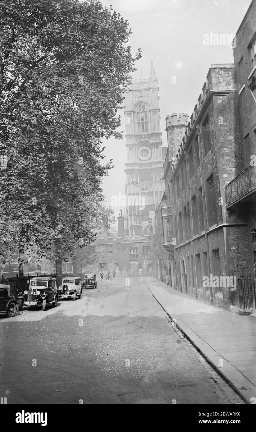El patio del Decano Westminster , mostrando la Abadía 18 de octubre de 1933 Foto de stock