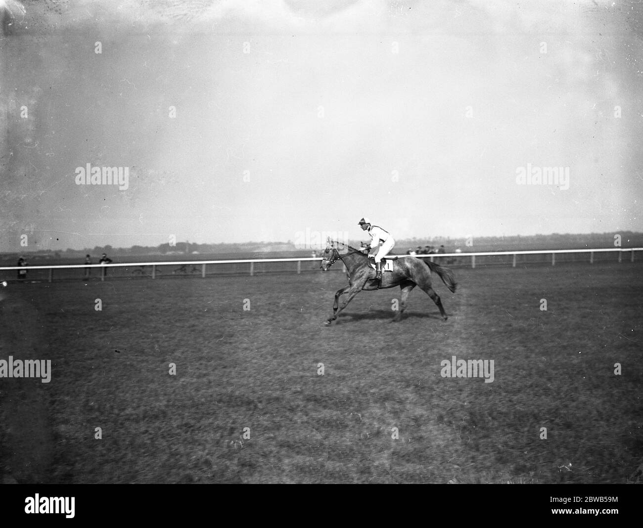 En las carreras Newmarket, ' Tamasha ' bajando el curso. 30 de septiembre de 1937 Foto de stock