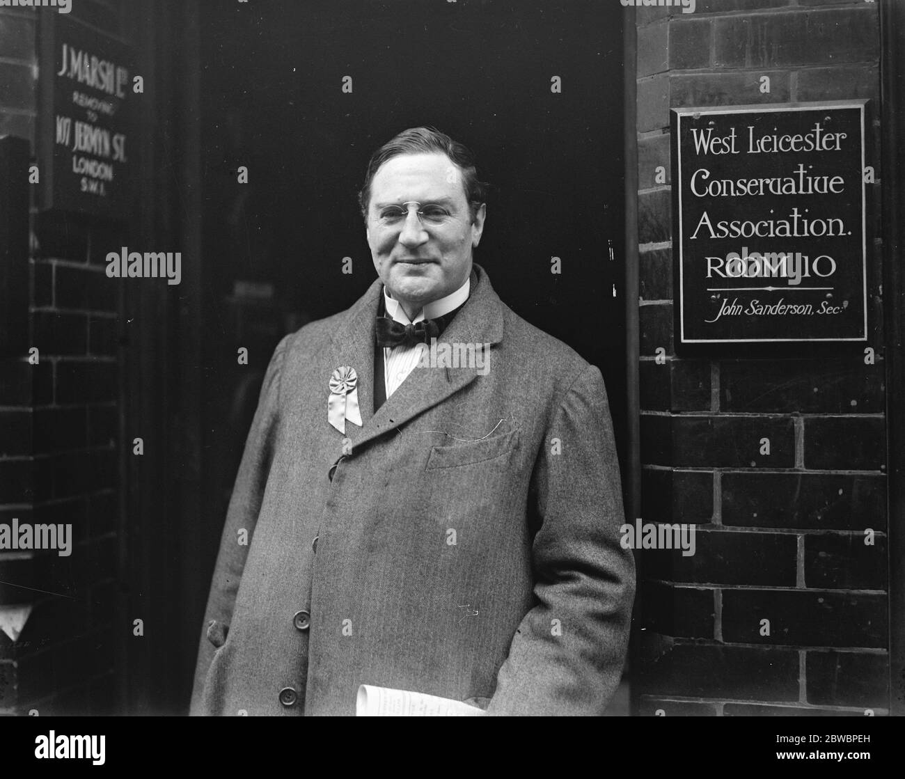 Candidato conservador para leicester para oponerse al Sr. Churchill Capitán Alfred Instone el candidato conservador 21 de noviembre de 1923 Foto de stock