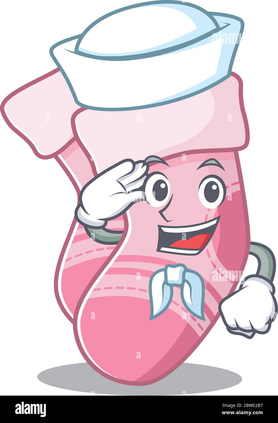 Smiley Marinero Personaje De Dibujos Animados De Calcetines Bebe Con Sombrero Blanco Y Corbata Imagen Vector De Stock Alamy