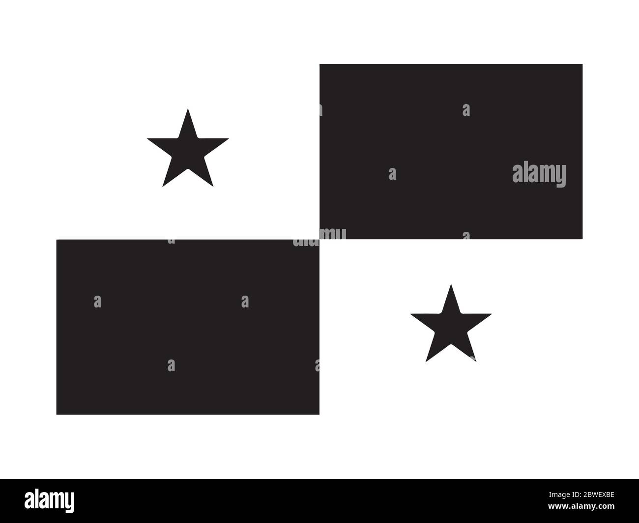 Bandera de Panamá Negro y Blanco. Bandera nacional del emblema del país. Archivo vectorial EPS en escala de grises monocromo. Ilustración del Vector