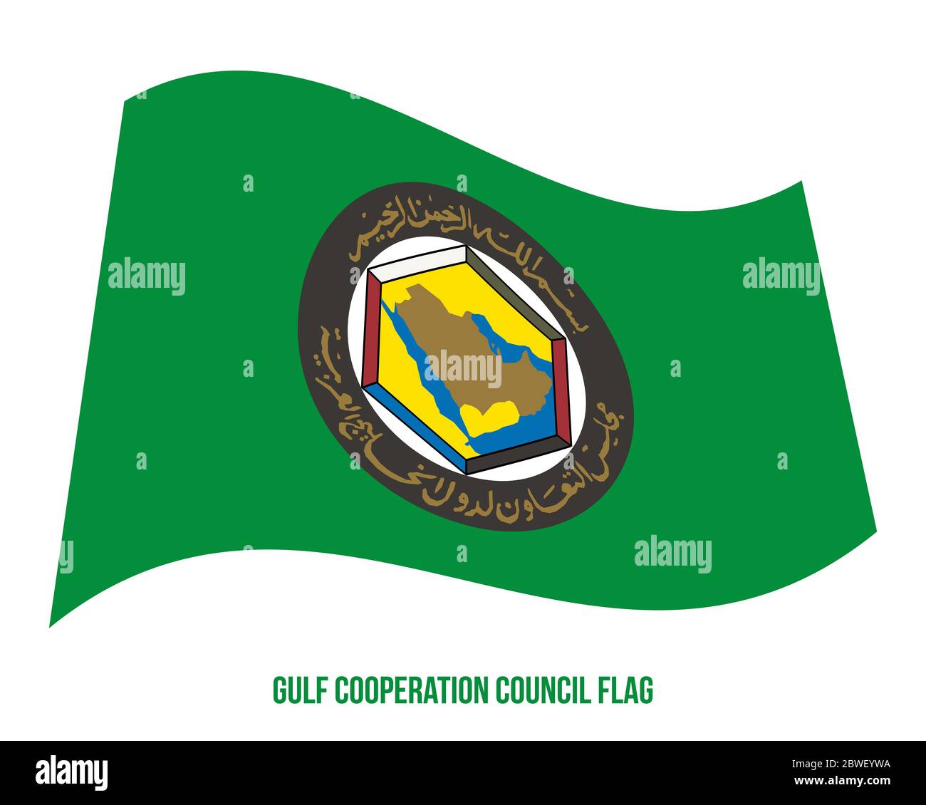 Consejo de cooperación para los Estados Árabes del Golfo ondear la bandera ilustración vectorial