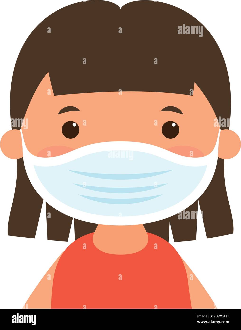 Niña niño dibujos animados con máscara médica vector diseño Imagen Vector  de stock - Alamy